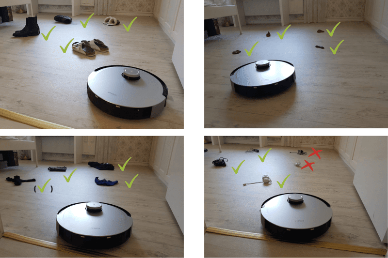 Результаты испытаний Ecovacs Deebot X1 OMNI на полосе препятствий.